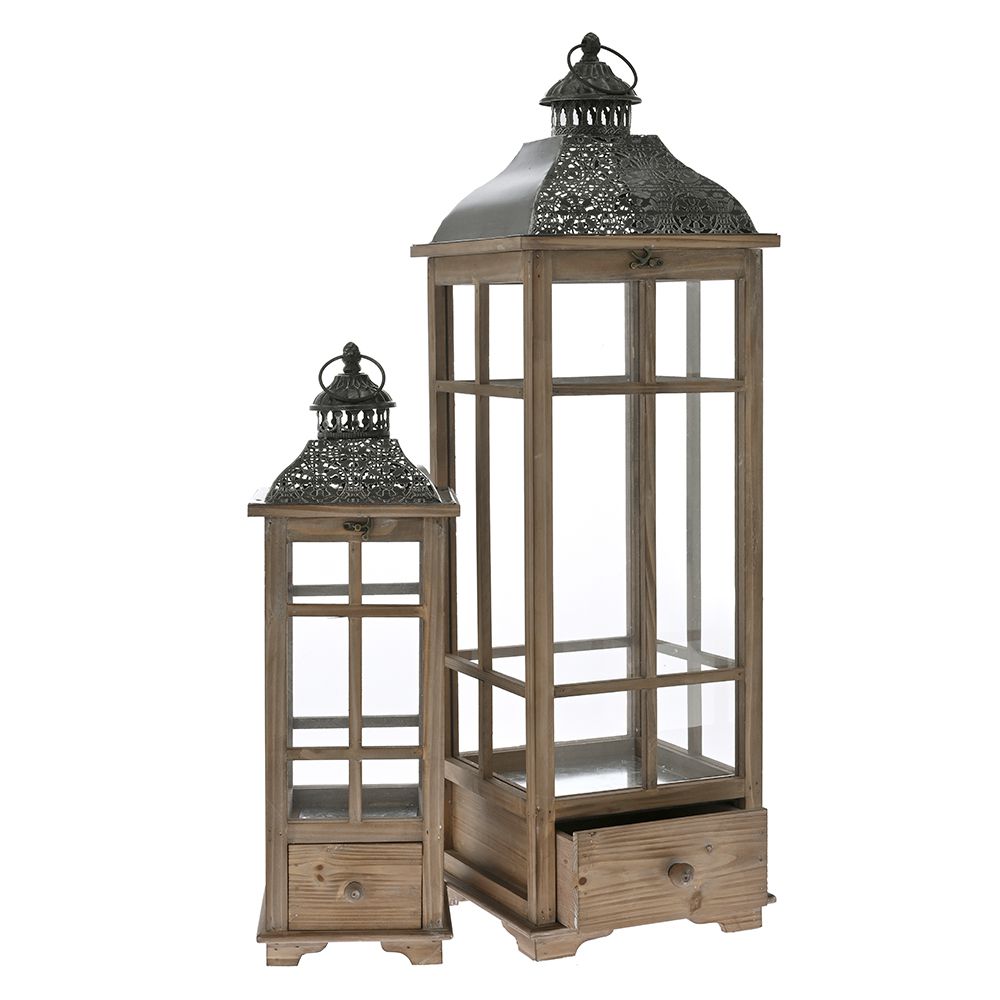  ΣΕΤ 2 ΚΑΦΕ ΞΥΛΙΝΟ ΦΑΝΑΡΙ 26X26X91 19Χ19Χ60ΕΚ ΜΕ ΣΥΡΤΑΡΙ