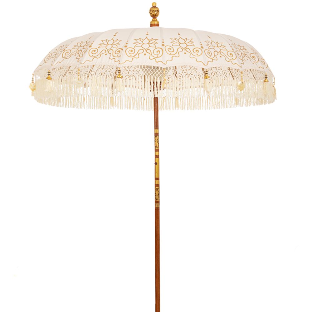  ΟΜΠΡΕΛΑ ΜΑΚΡΑΜΕ ΛΕΥΚΗ ΧΡΥΣΗ Φ185ΕΚ BALI (ΥΨΟΣ 170 250 ΕΣΩΤΕΡΙΚΟ 210ΕΚ.) Χ20 ΑΚΤΙΝΕΣ