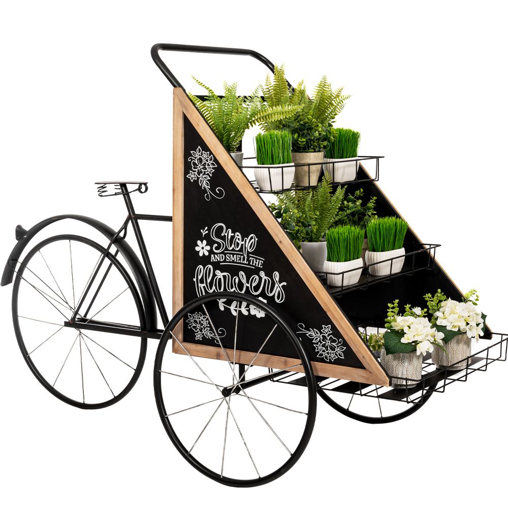  ΜΑΥΡΟ ΜΕΤΑΛΛΙΚΟ ΔΙΑΚΟΣΜΗΤΙΚΟ ΠΟΔΗΛΑΤΟ ΜΕ ΣΤΑΝΤ ΓΙΑ ΛΟΥΛΟΥΔΙΑ 165Χ68Χ168ΕΚ