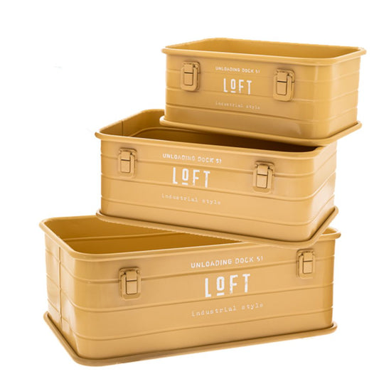  ΣΕΤ 3 ΚΙΤΡΙΝΑ ΜΕΤΑΛΛΙΚΑ ΚΟΥΤΙΑ 46Χ31Χ19 39Χ26Χ17 32Χ21Χ15ΕΚ