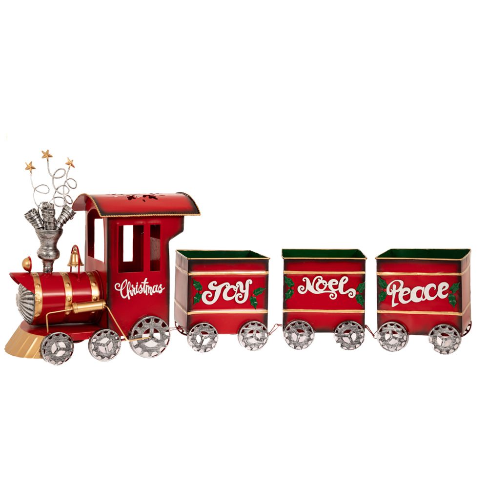  ΚΟΚΚΙΝΟ ΜΕΤΑΛΛΙΚΟ ΤΡΕΝΟ ΜΕ ΒΑΓΟΝΙΑ 98Χ18Χ41ΕΚ