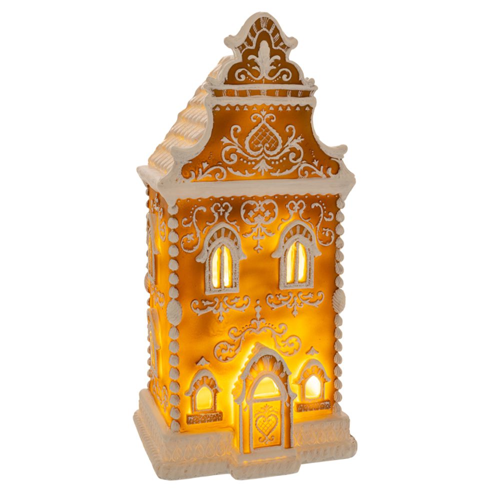  ΚΑΦΕ ΠΟΛΥΡΕΖΙΝ GINGERBREAD ΣΠΙΤΙ ΜΕ LED 17Χ14Χ34ΕΚ