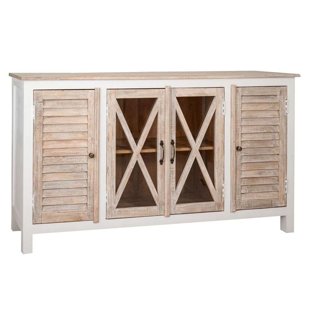  ΛΕΥΚΟΣ ΞΥΛΙΝΟΣ ΜΠΟΥΦΕΣ ΜΕ 4 ΠΟΡΤΕΣ 162Χ40Χ91ΕΚ