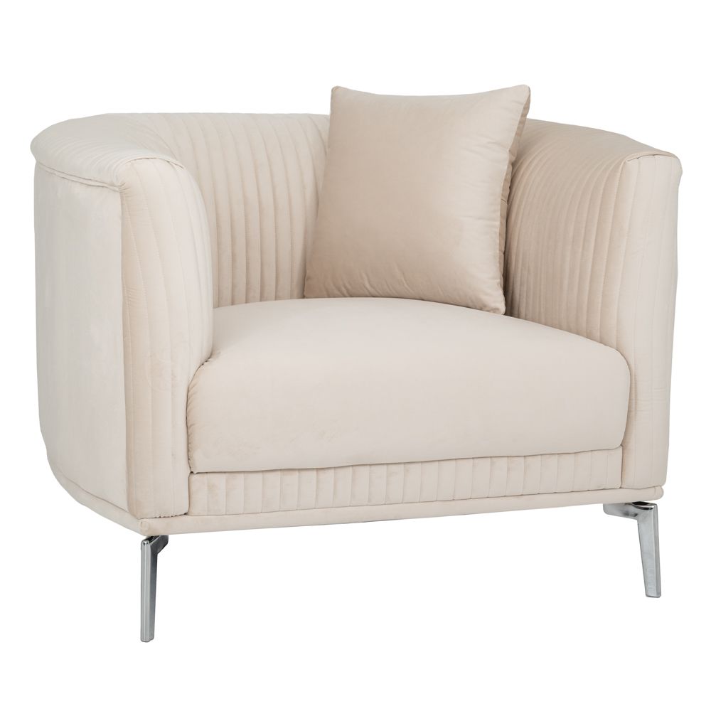  ΚΡΕΜ ΒΕΛΟΥΔΙΝΗ ΠΟΛΥΘΡΟΝΑ ΜΕ ΑΣΗΜΙ ΜΕΤΑΛΛΙΚΑ ΠΟΔΙΑ 105Χ91Χ75ΕΚ LEGS KD