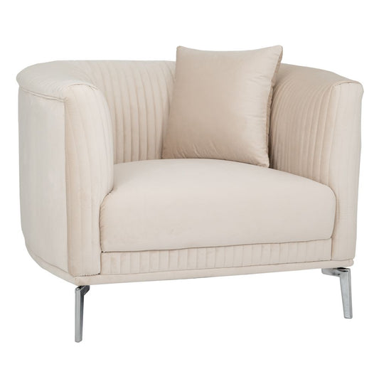  ΚΡΕΜ ΒΕΛΟΥΔΙΝΗ ΠΟΛΥΘΡΟΝΑ ΜΕ ΑΣΗΜΙ ΜΕΤΑΛΛΙΚΑ ΠΟΔΙΑ 105Χ91Χ75ΕΚ LEGS KD