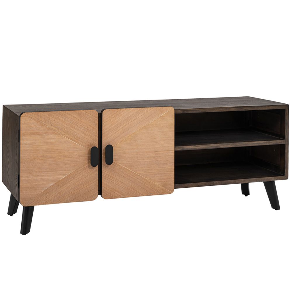  ΞΥΛΙΝΗ ΚΟΝΣΟΛΑ ΤΗΛΕΟΡΑΣΗΣ ΜΕ ΜΑΥΡΑ ΜΕΤΑΛΛΙΚΑ ΠΟΔΙΑ 150Χ40Χ58ΕΚ