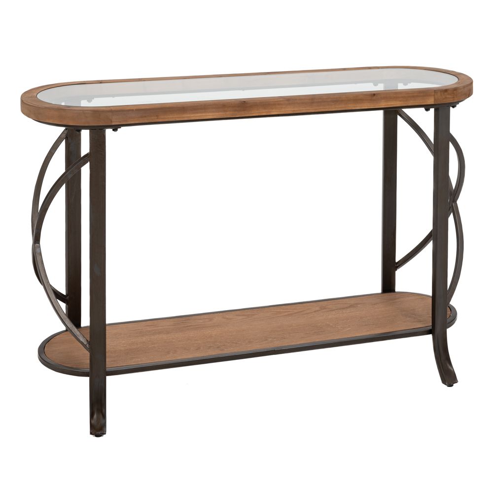  ΞΥΛΙΝΗ ΚΟΝΣΟΛΑ ΜΕ ΓΥΑΛΙΝΗ ΔΙΑΦΑΝΗ ΕΠΙΦΑΝΕΙΑ ΜΕ ΜΑΥΡΟ ΜΕΤΑΛΛΙΚΟ ΠΛΑΙΣΙΟ 123Χ40Χ80,5ΕΚ