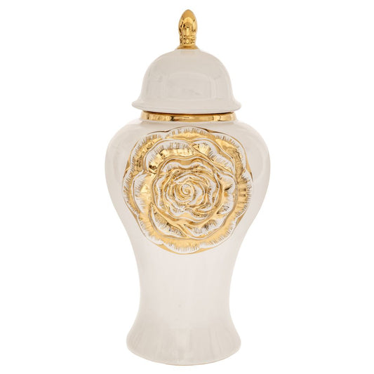  ΛΕΥΚΟ ΚΕΡΑΜΙΚΟ ΒΑΖΟ ΜΕ ΧΡΥΣΟ ΛΟΥΛΟΥΔΙ ΚΑΙ ΚΑΠΑΚΙ 22Χ42ΕΚ