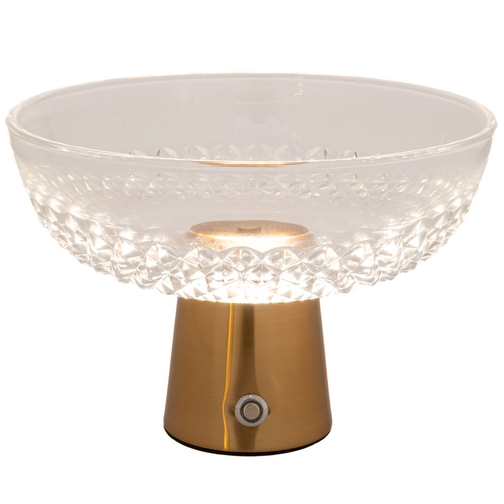  ΓΥΑΛΙΝΟ ΜΠΩΛ ΣΕ ΧΡΥΣΗ ΜΕΤΑΛΛΙΚΗ ΒΑΣΗ ΜΕ ΛΑΜΠΑ USB Φ27Χ20ΕΚ