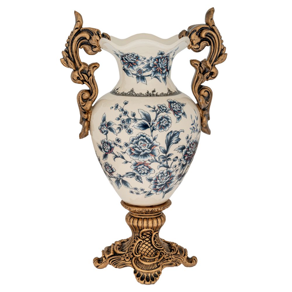  ΔΙΑΚΟΣΜΗΤΙΚΟ ΦΛΟΡΑΛ ΠΟΛΥΡΕΖΙΝ ΒΑΖΟ ΜΕ ΧΡΥΣΑ ΧΕΡΟΥΛΙΑ 27Χ17Χ42ΕΚ