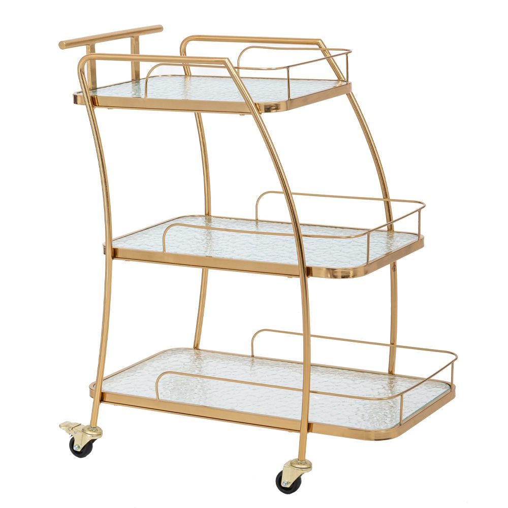  ΧΡΥΣΟ ΜΕΤΑΛΛΙΚΟ ΤΡΑΠΕΖΑΚΙ ΤΡΟΛΕΙ ΜΕ 3 ΕΠΙΠΕΔΑ ΜΕ ΕΠΙΦΑΝΕΙΑ ΚΑΘΡΕΦΤΗ 72Χ41Χ86ΕΚ