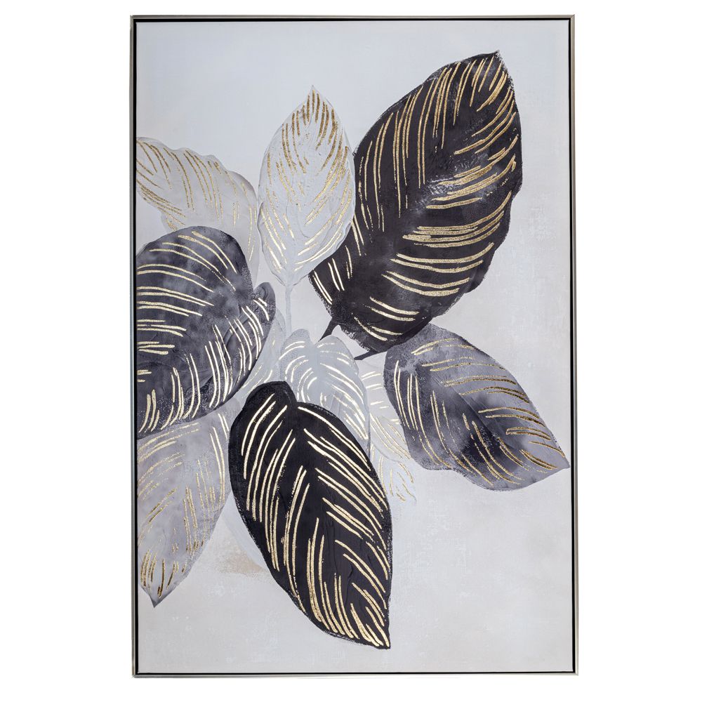  LEAVES ΕΛΑΙΟΓΡΑΦΙΑ 80Χ120 ΕΚ ΜΕ ΑΣΗΜΙ ΚΟΡΝΙΖΑ ΣΕ ΤΥΠΩΜΕΝΟ ΚΑΜΒΑ