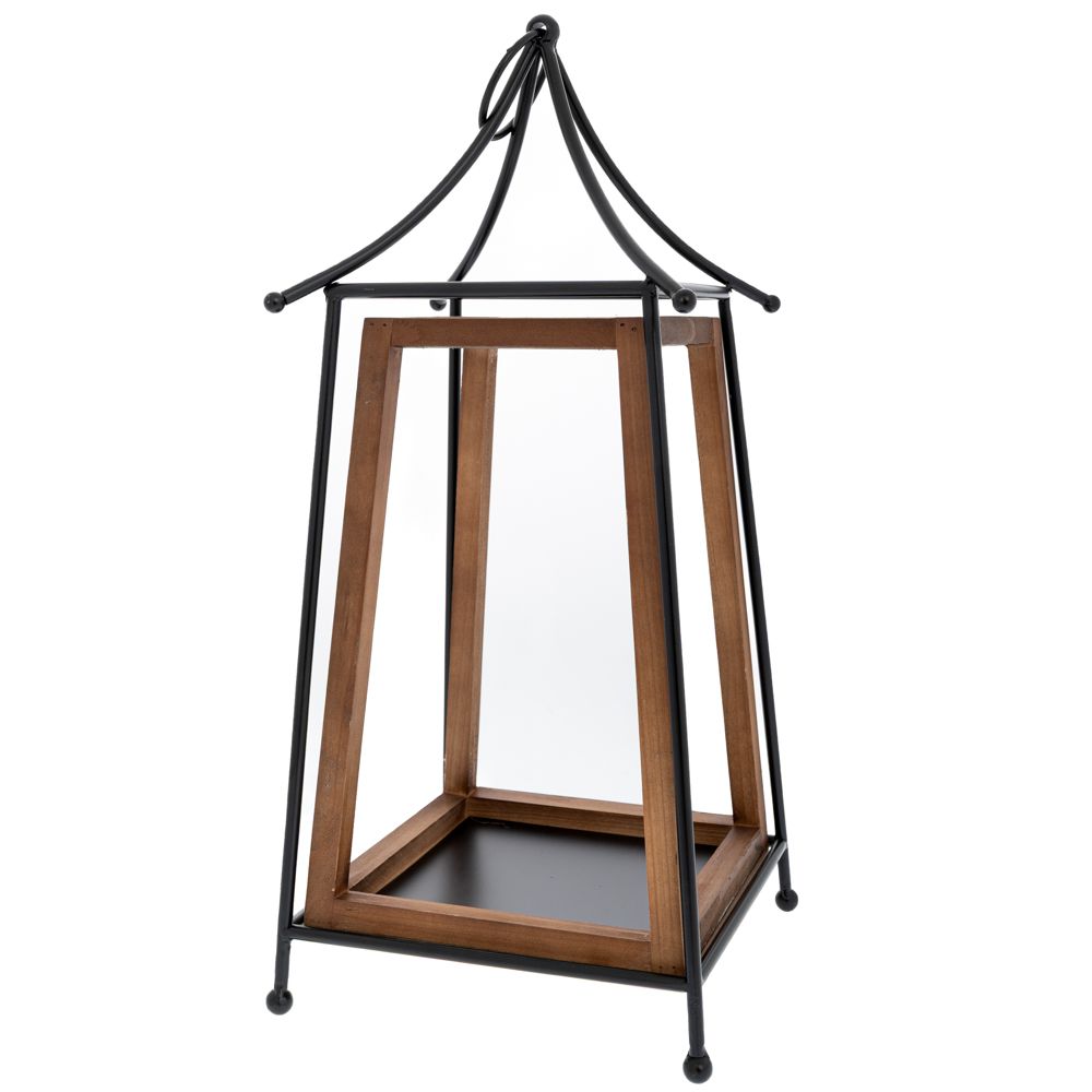  ΞΥΛΙΝΟ ΦΑΝΑΡΙ ΜΕ ΜΑΥΡΟ ΜΕΤΑΛΛΙΚΟ ΠΛΑΙΣΙΟ 25Χ25Χ56ΕΚ