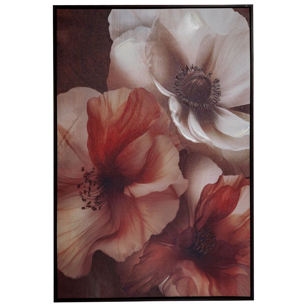  CREAM FLOWERS ΠΙΝΑΚΑΣ 83Χ123ΕΚ ME WENGE ΚΟΡΝΙΖΑ ΣΕ ΤΥΠΩΜΕΝΟ ΚΑΜΒΑ