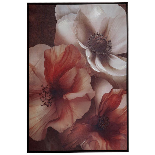  CREAM FLOWERS ΠΙΝΑΚΑΣ 83Χ123ΕΚ ME WENGE ΚΟΡΝΙΖΑ ΣΕ ΤΥΠΩΜΕΝΟ ΚΑΜΒΑ