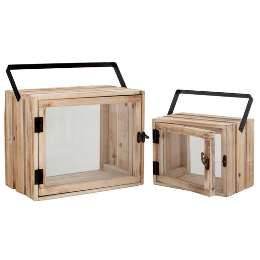  ΣΕΤ 2 ΦΑΝΑΡΙ ΞΥΛΙΝΟ ΟΡΘΟΓΩΝΙΟ ΜΕ ΜΑΥΡΟ ΧΕΡΟΥΛΙ 30Χ18Χ31  21Χ13,5Χ25ΕΚ