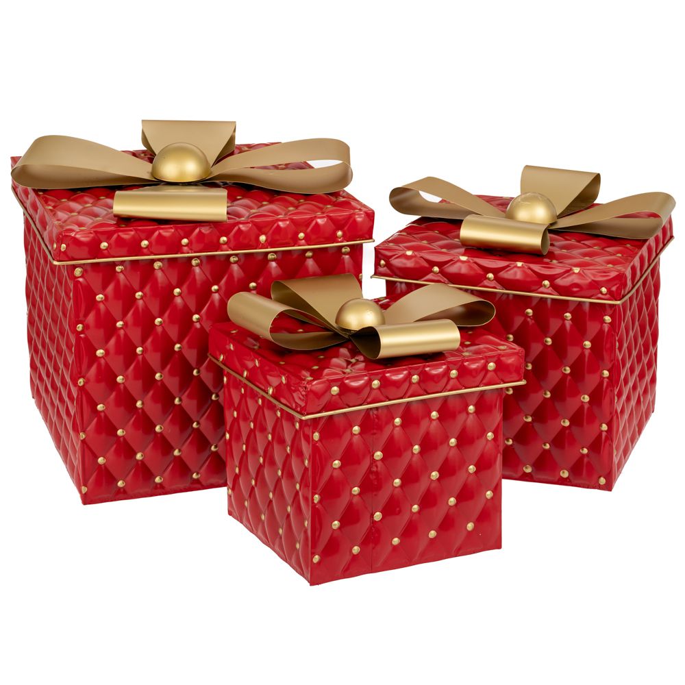  ΣΕΤ 3 ΚΟΚΚΙΝΑ ΜΕΤΑΛΛΙΚΑ ΔΙΑΚΟΣΜΗΤΙΚΑ ΔΩΡΑ ΜΕ ΧΡΥΣΟ ΦΙΟΓΚΟ L: 41Χ41Χ46 M: 33Χ33Χ36 S: 29Χ29Χ29ΕΚ