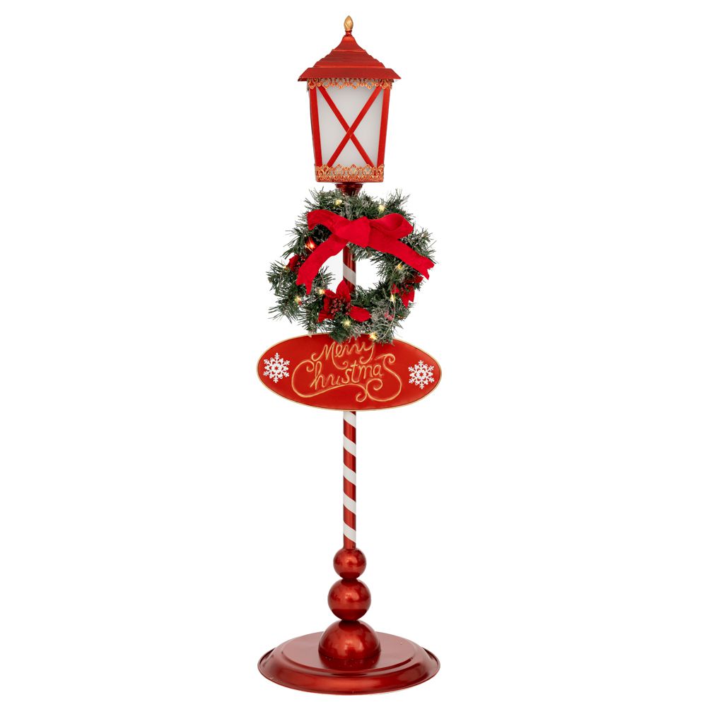  ΚΟΚΚΙΝΟ ΜΕΤΑΛΛΙΚΟ ΦΑΝΑΡΙ MERRY CHRISTMAS 35X35X120EK