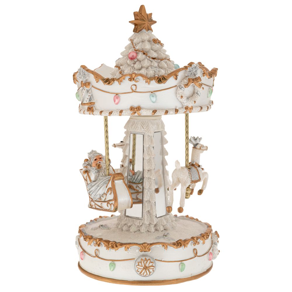  ΛΕΥΚΟ  ΧΡΥΣΟ ΚΟΥΡΔΙΣΤΟ ΠΕΡΙΣΤΡΕΦΟΜΕΝΟ ΚΑΡΟΥΖΕΛ ΜΕ 3 ΦΙΓΟΥΡΕΣ ΚΑΙ ΜΟΥΣΙΚΗ 14Χ14Χ25ΕΚ