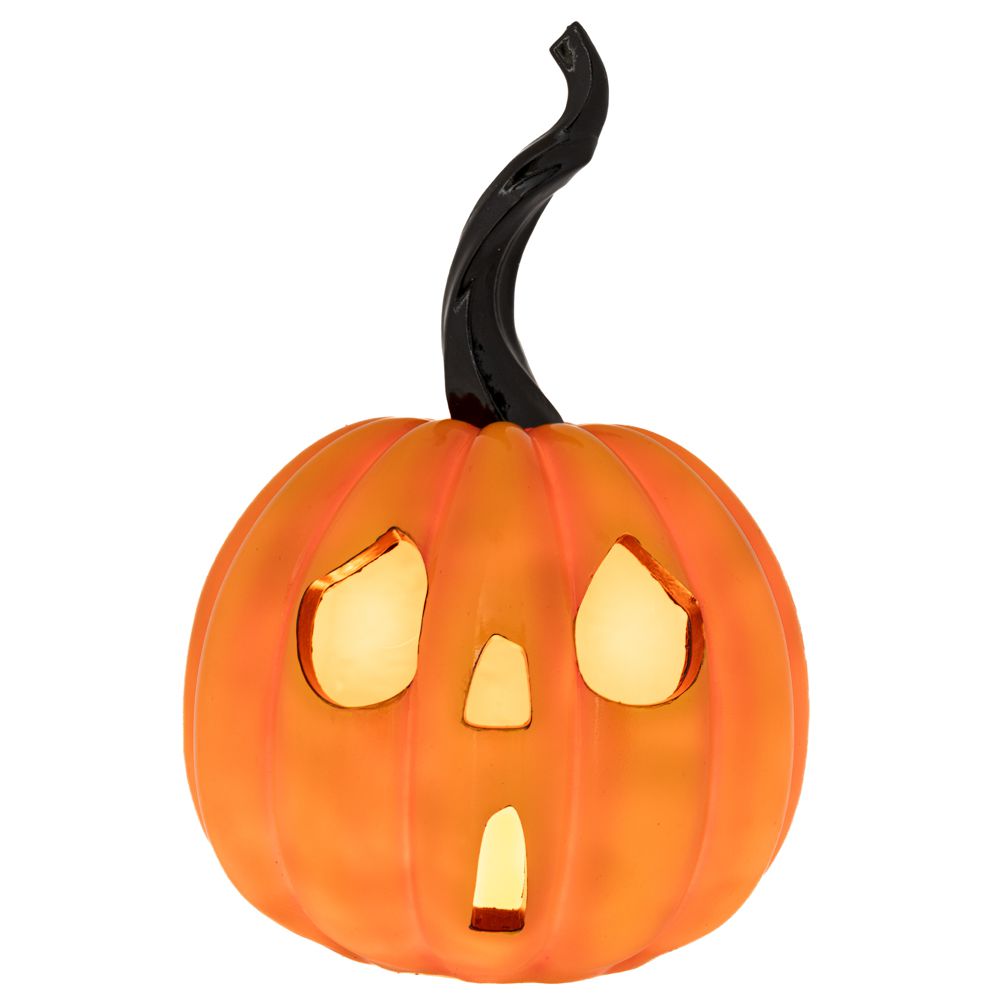  ΠΟΡΤΟΚΑΛΙ ΚΕΡΑΜΙΚΗ ΚΟΛΟΚΥΘΑ ΚΗΡΟΠΗΓΙΟ HALOWEEN 18Χ18Χ26ΕΚ ΜΕ ΦΩΣ