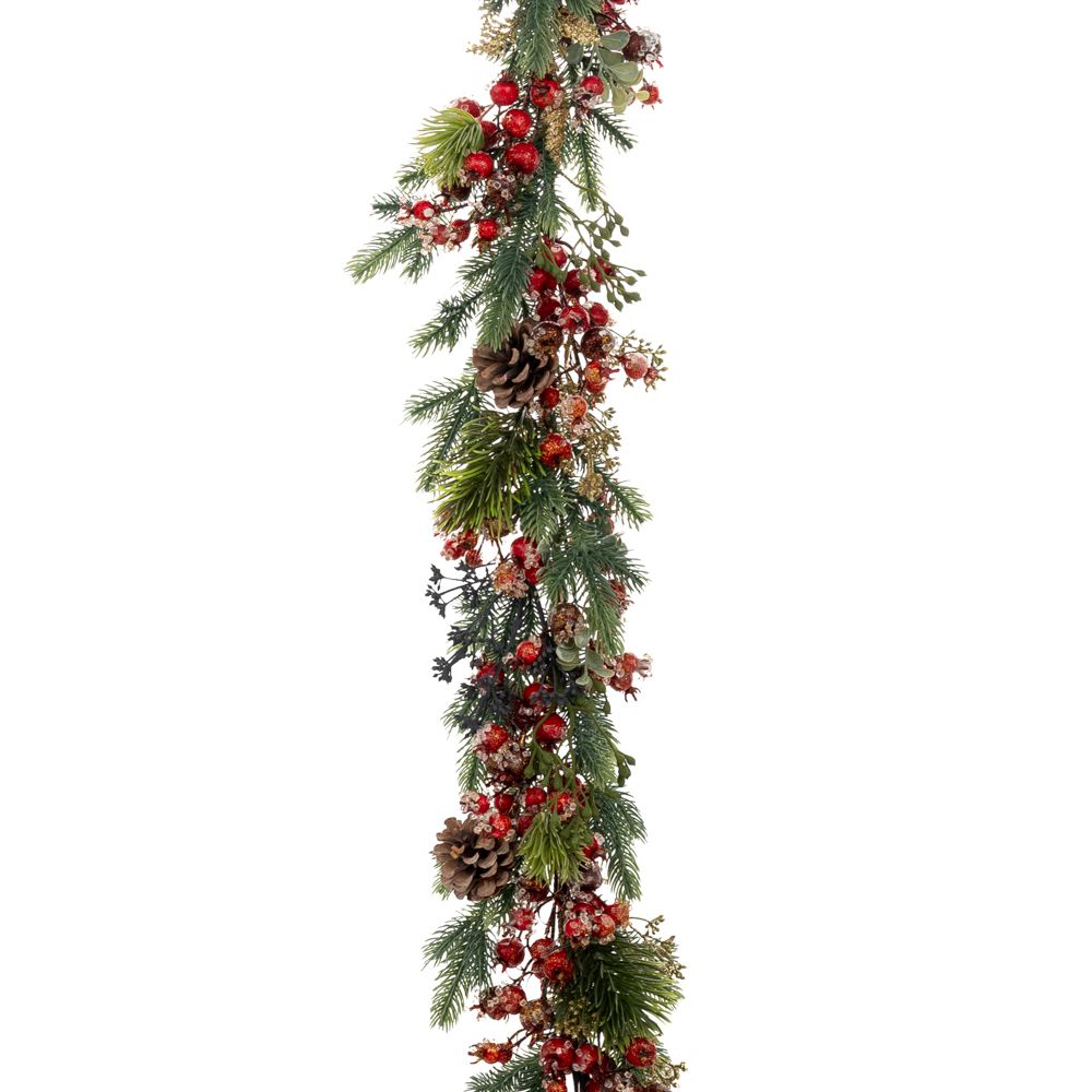  ΠΑΓΩΜΕΝΗ ΠΡΑΣΙΝΗ ΓΙΡΛΑΝΤΑ ΜΕ ΚΟΚΚΙΝΑ BERRIES ΚΑΙ  ΚΟΥΚΟΥΝΑΡΙΑ 180ΕΚ