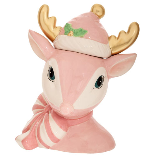  ΡΟΖ ΚΕΡΑΜΙΚΗ ΜΠΙΣΚΟΤΙΕΡΑ ΣΕ ΣΧΗΜΑ ΚΕΦΑΛΙ ΕΛΑΦΙΟΥ ΜΕ ΧΡΥΣΑ ΚΕΡΑΤΑ 23Χ17Χ28ΕΚ