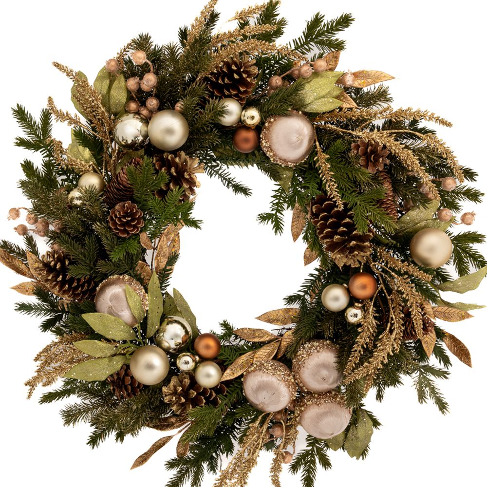  ΠΡΑΣΙΝΟ ΣΤΕΦΑΝΙ ΜΕ ΠΕΥΚΟ ΜΕ ΧΡΙΣΤΟΥΓΕΝΝΙΑΤΙΚΕΣ ΜΠΑΛΕΣ Φ71ΕΚ