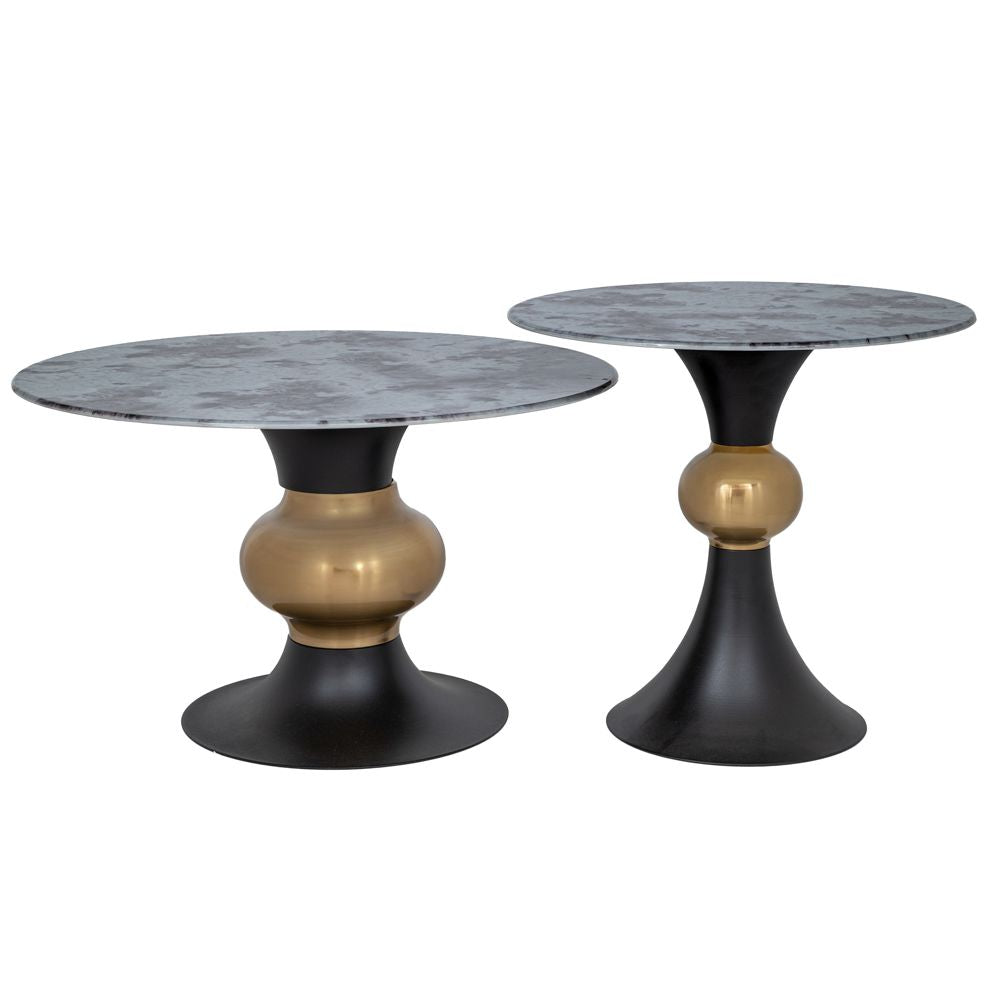 ΣΕΤ 2 ΤΡΑΠΕΖΑΚΙΑ ΜΕΤΑΛΛΙΚΑ Φ80Χ45 Φ52x52 ΜΕ ΚΕΡΑΜΙΚΗ ΕΠΙΦΑΝΕΙΑ (ΕΦΕ ΜΑΡΜΑΡΟΥ)