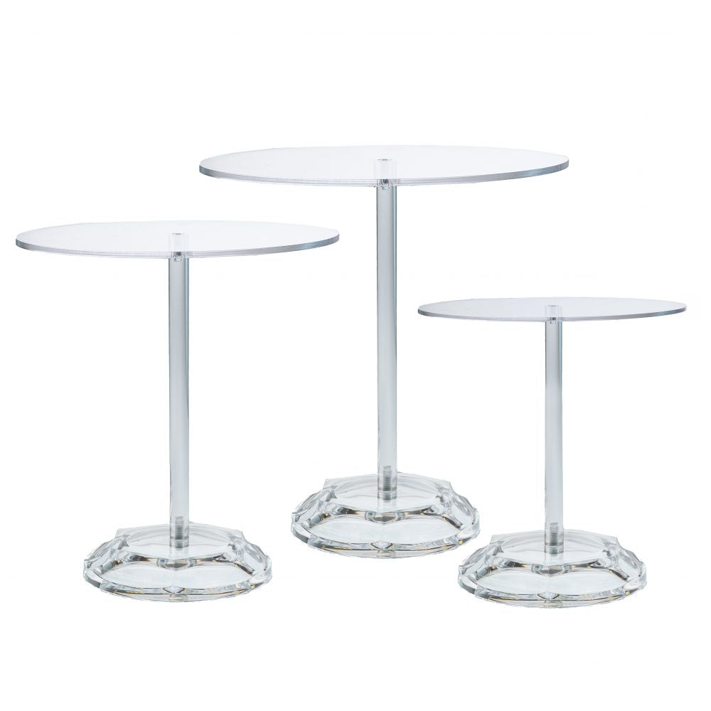 ΣΕΤ 3 ΔΙΑΦΑΝΕΣ ΑΚΡΥΛΙΚΕΣ ΣΤΡΟΓΓΥΛΕΣ ΠΙΑΤΕΛΕΣ ΜΕ ΠΟΔΙ Φ20Χ21 Φ24Χ26 Φ30Χ31ΕΚ