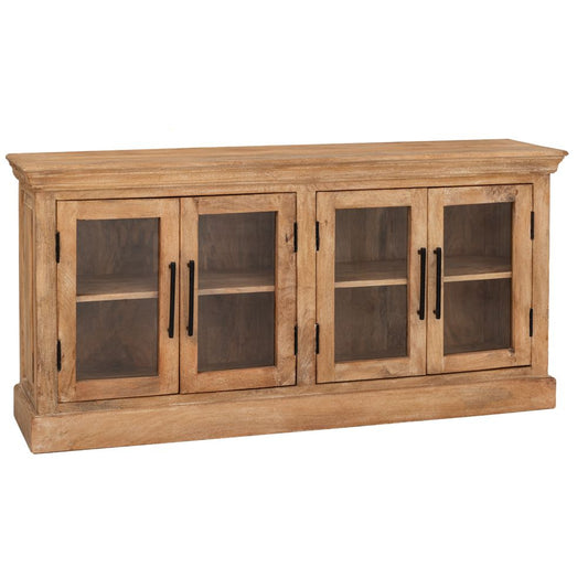 ΞΥΛΙΝΟΣ ΜΠΟΥΦΕΣ ΣΕ ΦΥΣΙΚΟ ΧΡΩΜΑ ΑΠΌ ΞΥΛΟ MANGO 147X36X70CM ΜΕ 4 ΝΤΟΥΛΑΠΙΑ