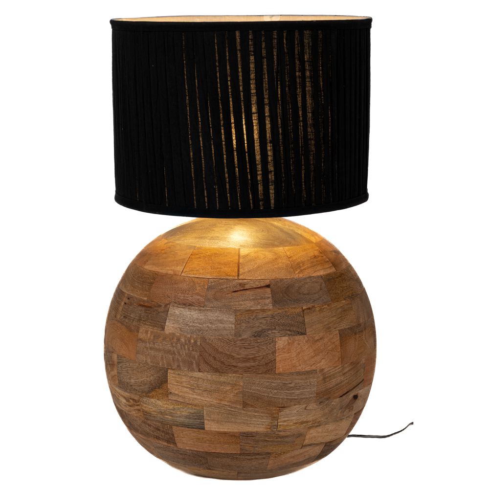 ΕΠΙΤΡΑΠΕΖΙΟ ΛΑΜΠΑΤΕΡ ΣΤΡΟΓΓΥΛΟ ΑΠΌ ΞΥΛΟ MANGO ΜΕ ΜΑΥΡΟ ΚΑΠΕΛΟ Φ45Χ71ΕΚ ΚΑΠΕΛΟ(Φ40)