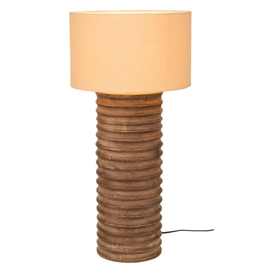 ΕΠΙΤΡΑΠΕΖΙΟ ΛΑΜΠΑΤΕΡ ΣΤΡΟΓΓΥΛΟ ΑΠΌ ΞΥΛΟ MANGO ΜΕ ΜΠΕΖ ΚΑΠΕΛΟ Φ20Χ72ΕΚ ΚΑΠΕΛΟ (Φ35)