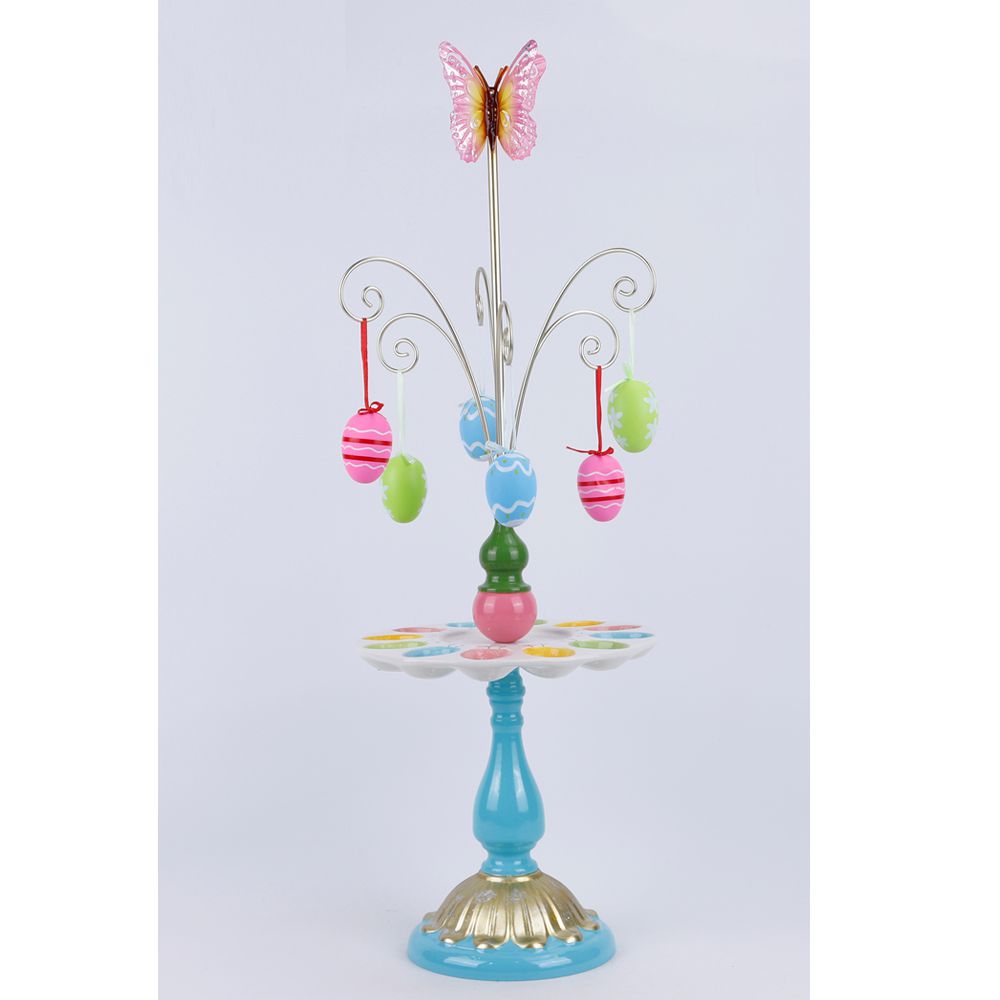 ΠΟΛΥΧΡΩΜΟ ΚΕΡΑΜΙΚΟ STAND ΑΥΓΟΘΗΚΗ ΜΕ ΣΙΕΛ  ΧΡΥΣΗ ΒΑΣΗ 25,5Χ25,5Χ75,5ΕΚ