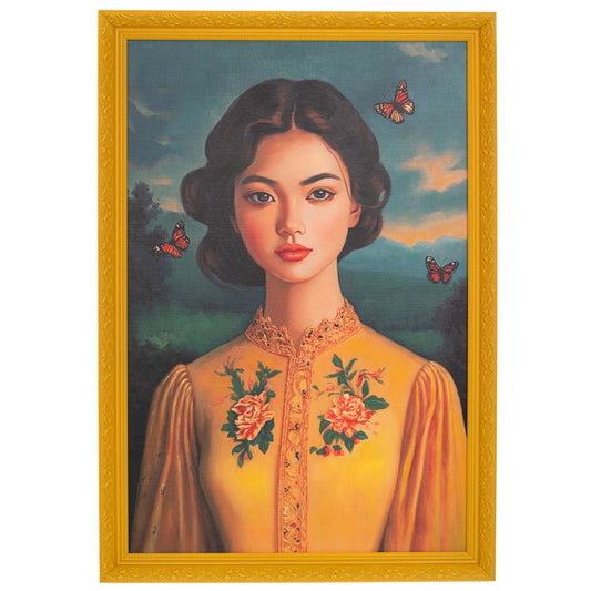 ΠΙΝΑΚΑΣ ΧΕΙΡΟΠΟΙΗΤΟΣ ΜΕ ΓΥΝΑΙΚΑ ΣΕ ΚΙΤΡΙΝΗ ΚΟΡΝΙΖΑ 80Χ115ΕΚ (70X105)