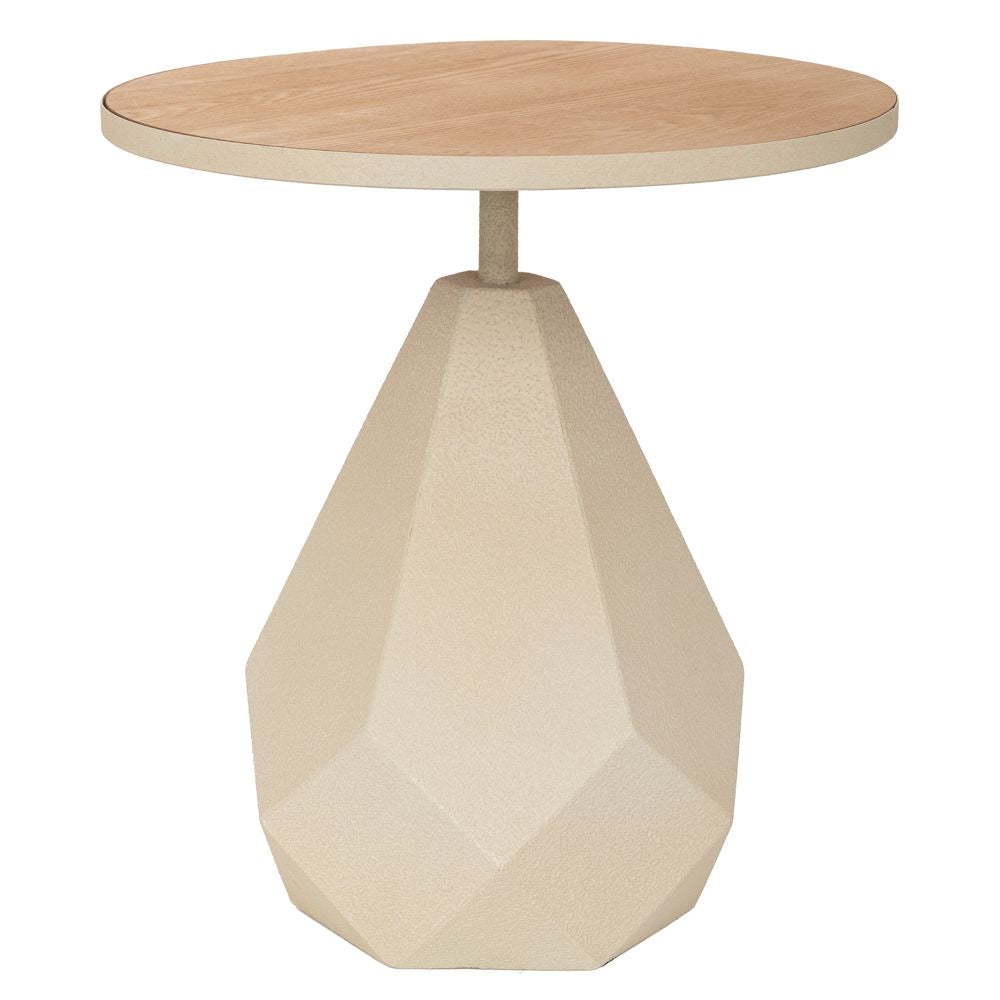 ΚΡΕΜ ΣΤΡΟΓΓΥΛΟ ΜΕΤΑΛΛΙΚΟ ΤΡΑΠΕΖΑΚΙ ΣΑΛΟΝΙΟΥ ΜΕ ΞΥΛΙΝΗ ΕΠΙΦΑΝΕΙΑ AND ΑΚΑΝΟΝΙΣΤΗ ΒΑΣΗ 45Χ45Χ49ΕΚ