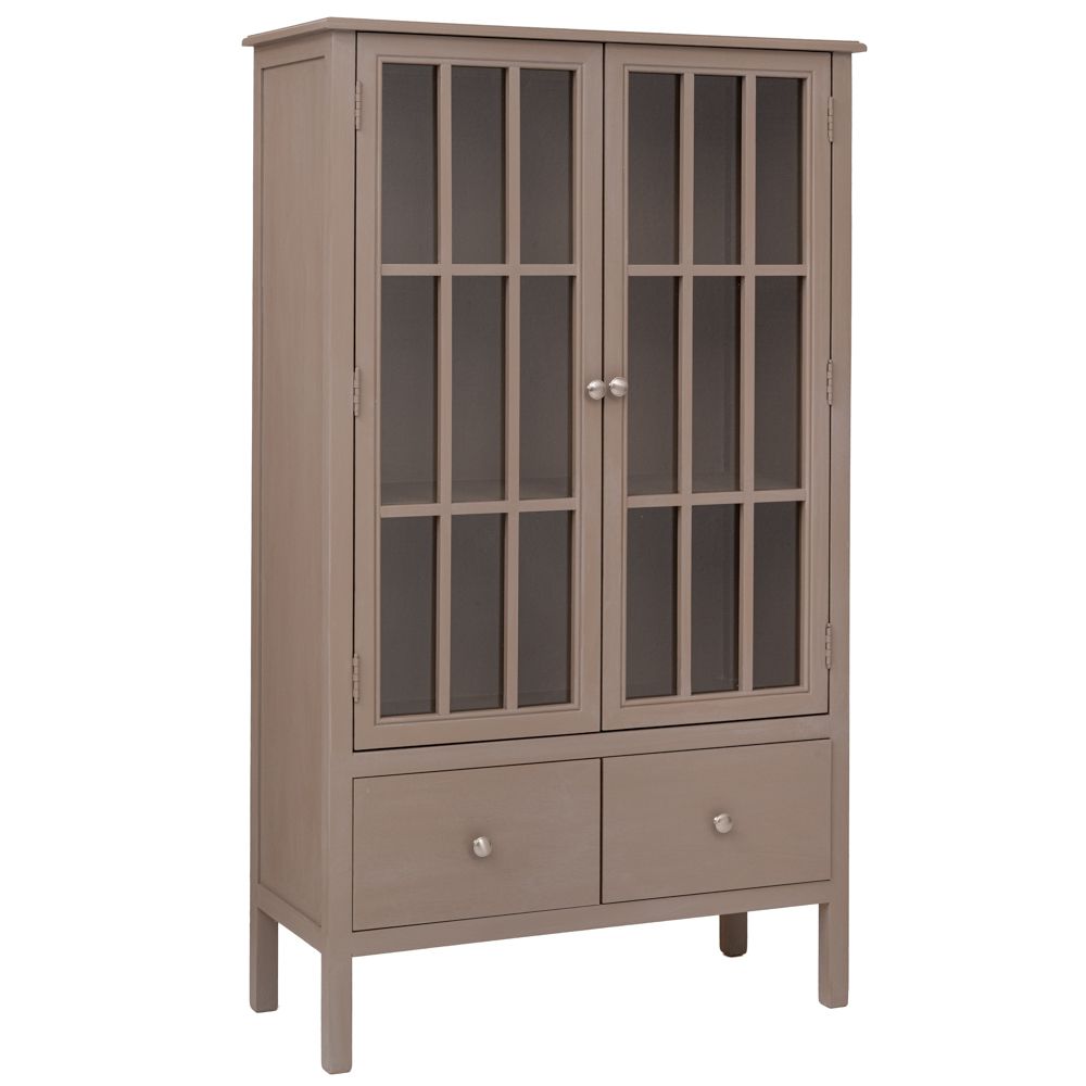 ΞΥΛΙΝΗ ΔΙΠΛΗ ΡΑΦΙΕΡΑ ΜΕ ΓΥΑΛΙ ΣΕ ΓΚΡΙ ΧΡΩΜΑ 80,5Χ35Χ135ΕΚ