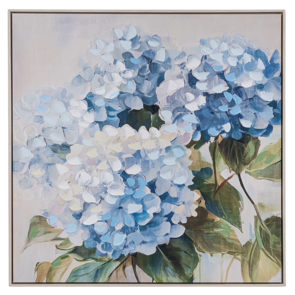 HYDRANGEA ΠΙΝΑΚΑΣ ΜΕ ΛΕΥΚΗ ΠΑΛΑΙΩΜΕΝΗ ΚΟΡΝΙΖΑ ΣΕ ΤΥΠΩΜΕΝΟ ΚΑΜΒΑ 80Χ80ΕΚ
