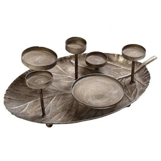 Κηροπήγιο Μεταλλικό 6 Θέσεων  Bronze 35,5x25,5x12,5cm  LIX123