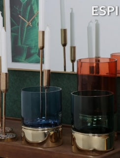 Κηροπήγιο γυάλινο μπλε 15x15x30εκ  SAX104