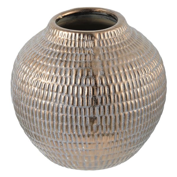 Tribal Χρυσό Κεραμικό Διακοσμητικό Δοχείο Βάζο (15x15x15)cm