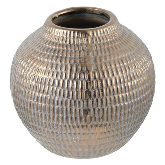 Tribal Χρυσό Κεραμικό Διακοσμητικό Δοχείο Βάζο (15x15x15)cm