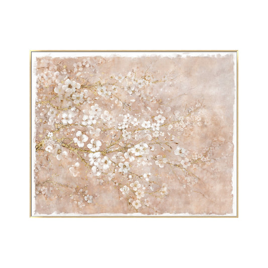Floral Μπεζ Πίνακας σε Καμβά με Λουλούδια (120x3.5x150)cm  D6178