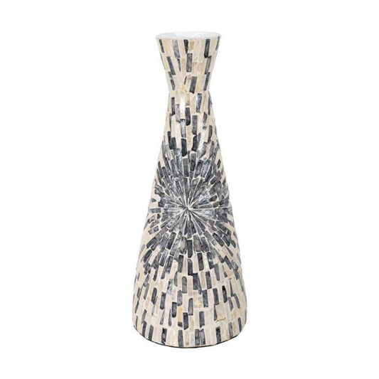 Επιτραπέζιο Βάζο Bamboo-κοχύλι Fl03 Γκρι-Λευκό 20x50εκ  944-124-003